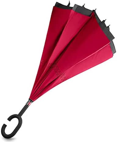 L&Q Guarda Chuva Invertido Automático: Tecido Duplo Impermeável com Proteção UV e Cabo Inteligente