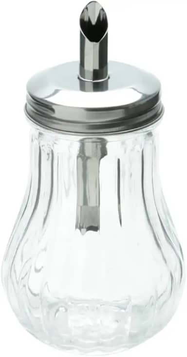 LYOR - Açucareiro de Vidro com Tampa de Aço Inox 7,5cm x 14cm