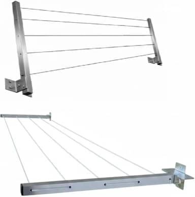 Varal De Parede Aluminio Dobravel Retratil Ajustavel Casa Apartamento Não enferruja Suporta 40kg