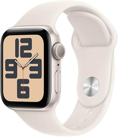 Apple Watch SE GPS • Caixa estelar de alumínio – 40 mm • Pulseira esportiva estelar – P/M