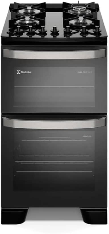 Fogão 4 bocas Electrolux Preto Experience Mesa vidro, 2 Fornos e Tripla Chama (FE4DP) (220 Volts)