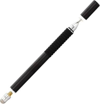 Caneta Stylus Metal Ponta Fina 2 em 1 Tela Touch Screen - Compatível c/Celular Tablet Ipad Iphone Ultrabook Apple Android Universal (Preto)