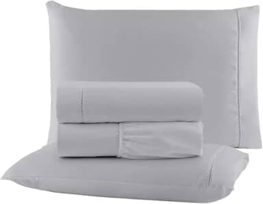 Jogo de Cama Casal King Size Percal 400 Fios Ponto Palito 04 Peças, Antiácaro, Não faz bolinha Toque Extra Macio (Cinza)