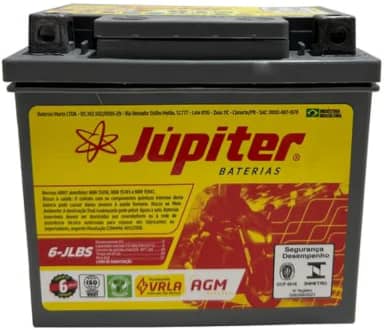 Bateria Júpiter Moto 6lbs Gel Amg Titan Biz Bros Nxr Fan 6ah