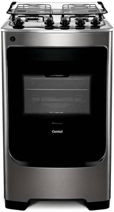 Fogão Consul 4 bocas cor Inox com acendimento automático - CFO4NAR BIVOLT