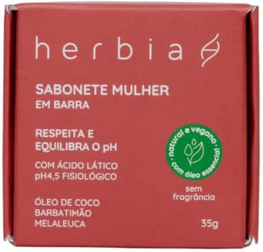 Sabonete íntimo Mulher em barra Natural e Vegano 35g Herbia