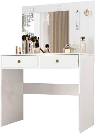 Penteadeira com Espelho Camarim LED 2 Gavetas Ideal Moval Branco