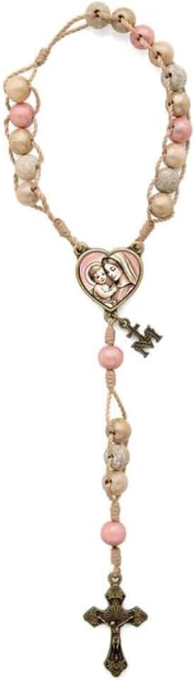 Terço Compacto Madeira Colorida 8mm Mãe de todas as Mães