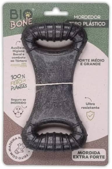 Mordedor Natural Biobone Osso Brinquedo Cães Roer Cães Médio Mordida Extra Forte Madeira sem plático