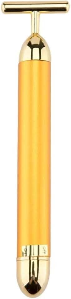 Massageador Facial T-Shape Ouro, Vibração para Harmonização e Anti-rugas, Dispositivo de Beleza para Lifting e Tonificação