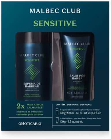 Kit Malbec Club Sensitive: Espuma de Barbear 190g + Balm Pós Barba 100g