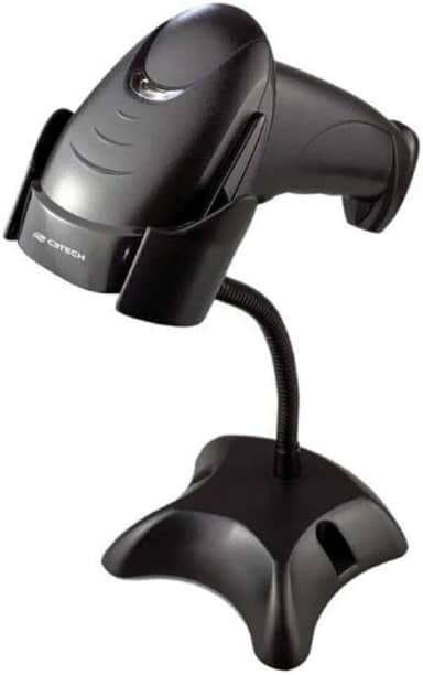 Leitor de Código de Barras C3Tech LB-50BK Preto Sensor Laser com Suporte, Ergonômico Bidirecional USB, Le Boleto Bancário, Boleto Concessionária, Notas Fiscais DANFEs