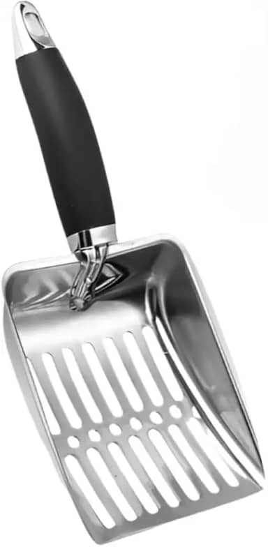 Pá Higiênica De Areia Para Gatos Peneira Coletora e Limpeza De Resíduos Em Aço Inox Cabo Ergonômico(PÁ MALHA 3MM)