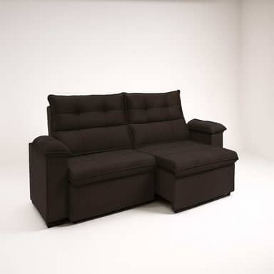 Sofá Compacto, Prático e Versátil 2 Lugares Reclinável e Retrátil Bel Veludo LIMOV Perfeito para Salas Pequenas (Marrom)