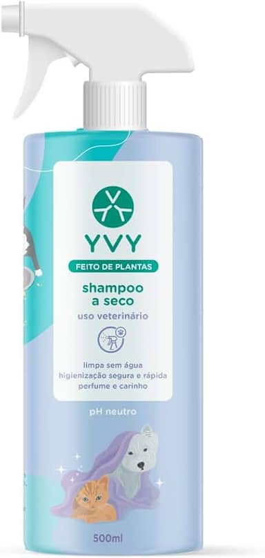 YVY - Shampoo a Seco para Pets - Limpeza Sem Água para Gatos e Cachorros - Cuidados para Animais de Estimação - Ingredientes Naturais - Vegano - 500ml