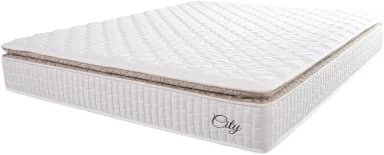 Colchão Casal Queen Molas Ensacadas City Pillow Top 158x198x23cm Branco/Bege Hellen - Suporta até 110kg por Pessoa