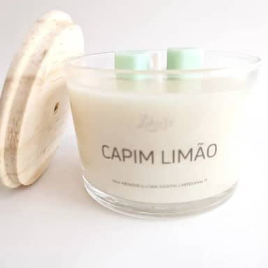 Vela Aromática Vegetal Perfumada Capim Limão 120g com tampa