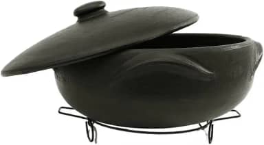 A Legítima Panela Moquequeira de Barro Capixaba 3 Litros + Suporte para Moqueca de Peixe e Pratos Tradicionais Brasileiros