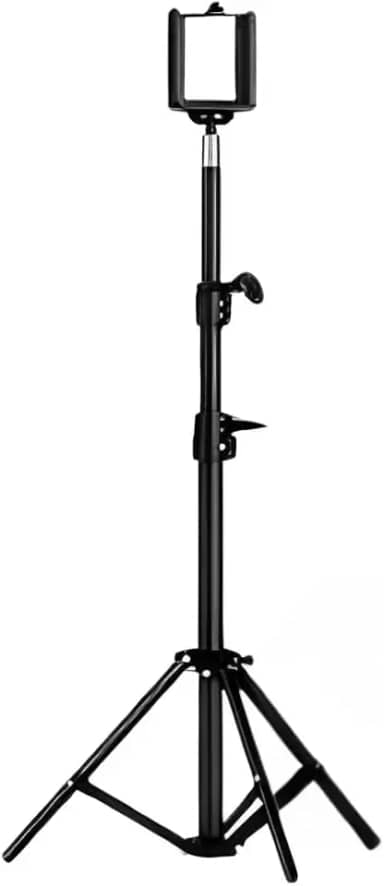 Tripé Ajustável para Celular e Câmera, Suporte Telescópico 68-210cm, com Ring Light e Nível a Laser