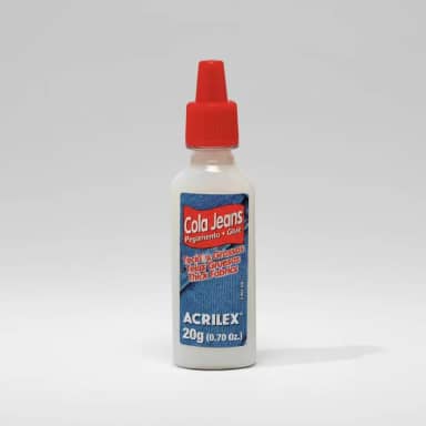 Cola Jeans Acrilex 20g | Alta Fixação para Tecidos Grossos | Atóxica, Transparente e Resistente à Água | Ideal para Reparos e Customizações em Jeans e Lonas