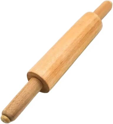 Rolo Com Cabo Giratório Para Massa 44 Cm - Ferramenta de Madeira Profissional Para Fazer Massas