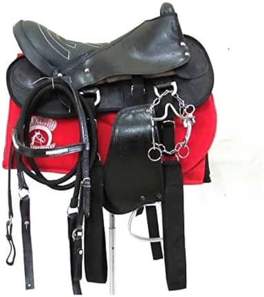 Sela Australiana Preta Simples para Cavalgada E Passeios Completa Com Manta e Freio Inox