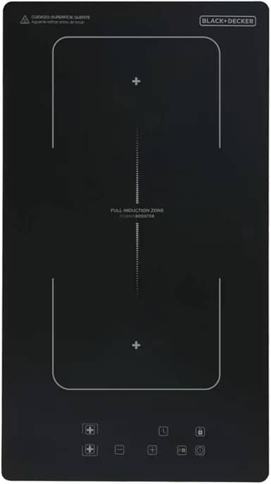 BLACK+DECKER Cooktop de Indução 2 Bocas Full Zone e Função Power Booster - Zona de Indução Expandida, Display Digital, Tampo em Vidro Cerâmico e Trava de Segurança 220V 3500W