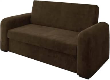 Sofá Cama Versátil 2 Lugares Veludo Selmer (MARROM)