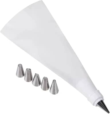 Kit Bico De Confeiteiro Inox 6 Peças Com Saco E Adaptador