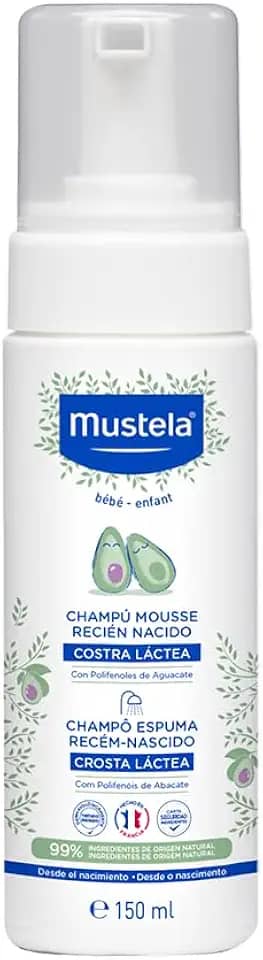 Mustela Shampoo Recém-Nascido 150 Ml - Xampu Textura Espuma Previne E Elimina A Crosta Láctea Dos Bebês - Vegano Feito Com 99% De Ingredientes De Origem Natural E Com Fórmula Biodegrável