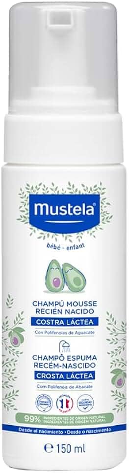 Mustela Shampoo Recém-Nascido 150 Ml - Xampu Textura Espuma Previne E Elimina A Crosta Láctea Dos Bebês - Vegano Feito Com 99% De Ingredientes De Origem Natural E Com Fórmula Biodegrável