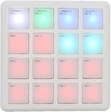 M-VAVE Instrumentos musicais e brinquedos，Controlador MIDI Portátil SMC-PAD POCKET com 16 Pads RGB Sensíveis à Velocidade e Aftertouch, Conexão USB-C e Wireless, Compatível Windows/Mac/iOS/Android