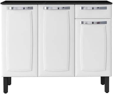 Balcão de Cozinha Itatiaia Aço 3 Portas 1 Gaveta Com Tampo Rose Branco Neve