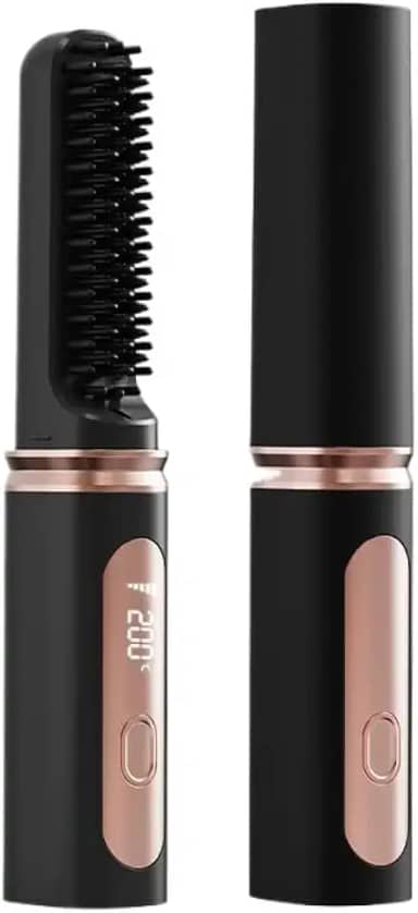 Escova Alisadora Recarregável Modeladora com 3 Cores e Sem Fio (Preto)