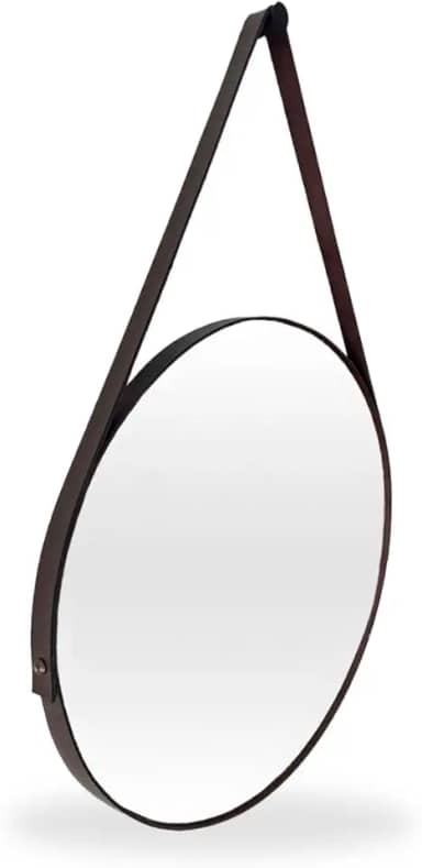 Espelho Adnet Redondo 50cm com Alça e Suporte Sala Hall Lavabo Banheiro Quarto (Café)