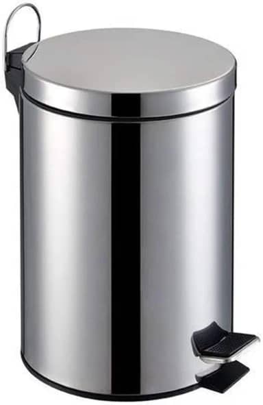 Lixeira Inox Com Pedal Tampa Grande Redonda 12L com Cesto Interno e Alça Design Moderno Ideal para Banheiro Escritório Cozinha
