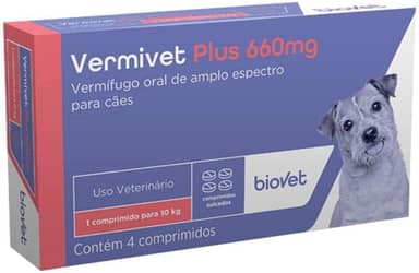 Biovet Vermífugo Vermivet Plus 660Mg Para Cães - 4 Comprimidos