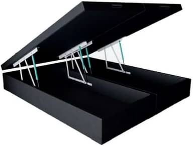 Cama Box QUEEN SIZE com Bau Pistão a gás preto suede Bipartido - 158x198x27