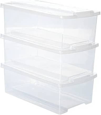 Conjunto de Caixas Organizadoras de Plástico Empilháveis, 3 Peças, 6L, Plasútil, Transparente