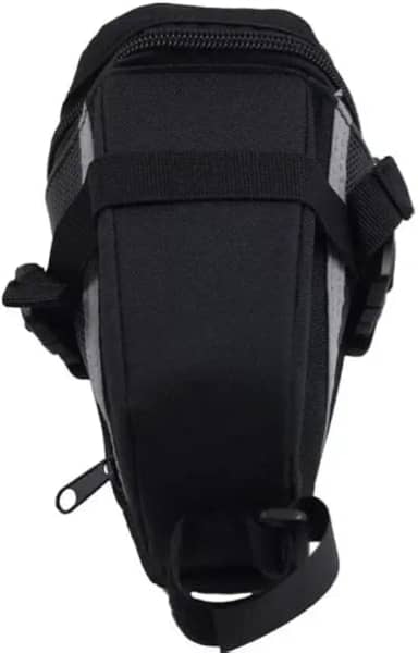 Bolsa de Selim para Bicicleta, Preta, com Faixas Refletivas, 15 cm, Compartimento Expansível, Acessório para Ciclismo