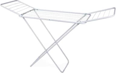 Varal de Chão Dobrável Vertical Branco 185x91x105cm Abas Laterais Diversas Divisórias Portátil Compacto Leve Aço Pintado Organização Roupas Toalhas Lavanderia (GRANDE)