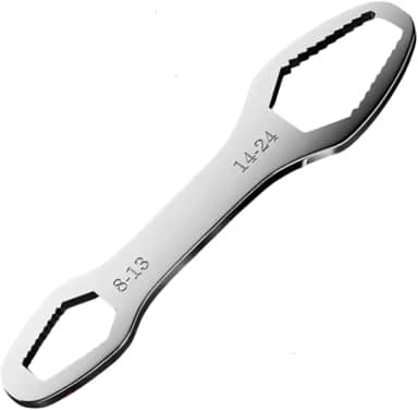 Chave de Boca Universal 8mm a 24mm Cabeça Dupla Aço Cromado Ferramenta Multifuncional Automotiva Mecânica Oficina Parafusos Porcas Alta Resistência Aperto Automático Profissional