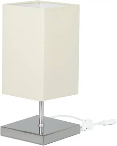 Abajur Eros Quad Bege com Base Inox.