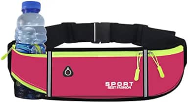 Cinto de corrida com dois bolsos com zíper e suporte para garrafa de água, serve para telefone, chaves e géis energéticos – cintura ajustável para maratona, corrida em trilha, caminhada, caminhada