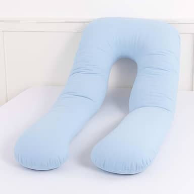 Travesseiro Para Grávida Gestante e Amamentação Repouso Anatômico 100% Algodão Macio Cor (AZUL CLARO)