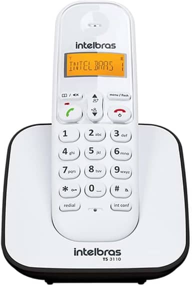 Telefone Digital Sem Fio TS 3110 Branco e Preto Intelbras