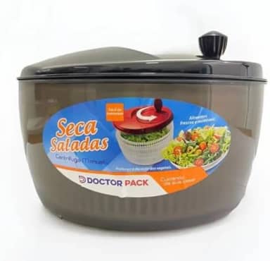 Centrifuga Seca Saladas Secador de Vegetais Folhas Legumes Manual com Tampa, Plástico Transparente (Fumê)