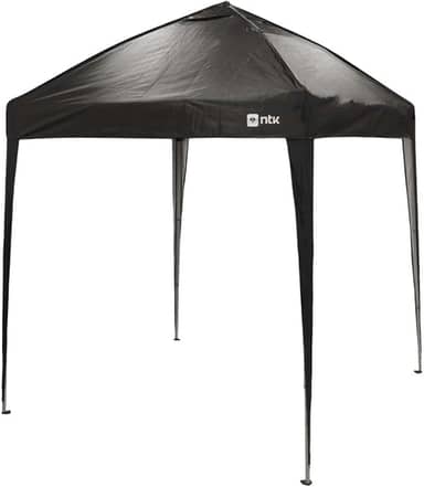 Gazebo Dobrável 2M x 2M, Tenda Sanfonada Preta com Estrutura em Metal, Toldo Pop-Up Portátil para Eventos Externos