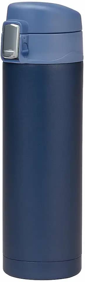 Garrafa Squeeze 500ml em Inox Térmica Parede Dupla A Vácuo Café Água Gelada Quente Tampa com Trava (Azul Lunar)