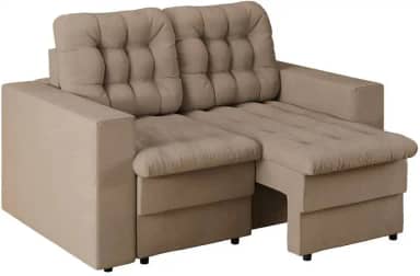 Sofá 2 Lugares Retrátil Lubeck Plush Suede Bege 140 cm